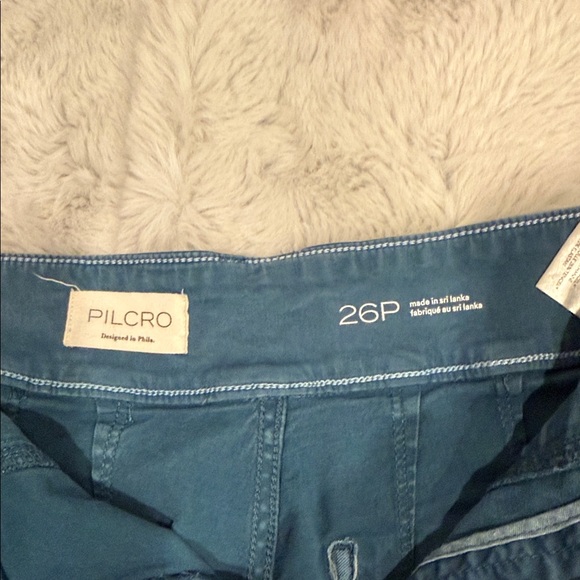 Anthropologie Pilcro The Skipper High Rise Cropped Wide Leg Pants Teal Blue 26P - Picture 9 of 13